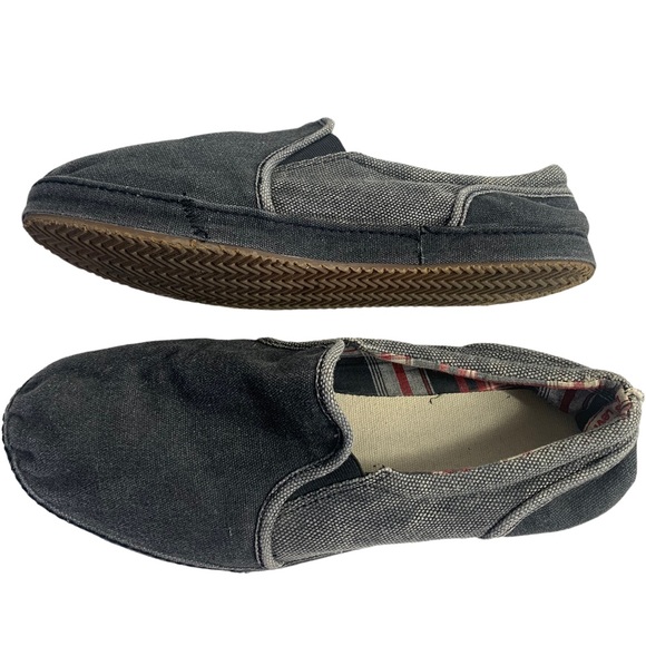 Levi’s Black Washed Denim Canvas Plaid Slip On Shoes Men’s Sz L (11-12) - Picture 5 of 6